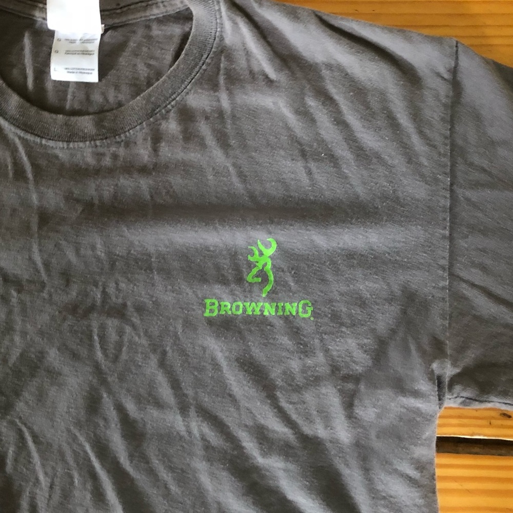 Men’s Gray and Lime Green Browning Shirt